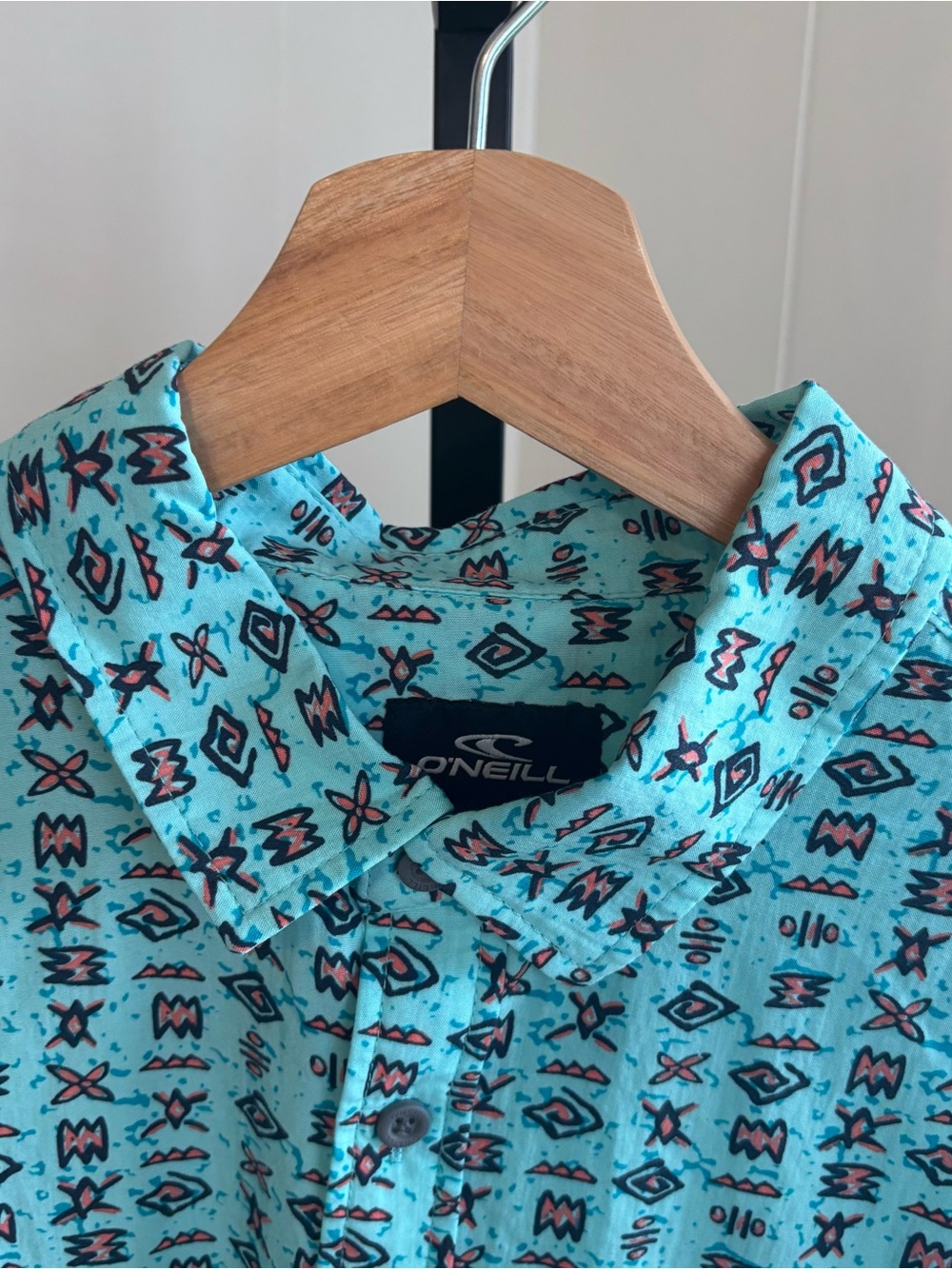 O’Neill NWT Blue Oasis Eco Geometric Modern Organic Cotton Blend Shirt Men’s M